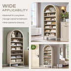 IFGET 71" Tall Arched Bookshelf, 7 Tiers Arch Bookcase - Image 5