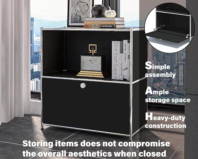 32.5-Inch Flip-Top Side Table & Buffet Cabinet - Image 5