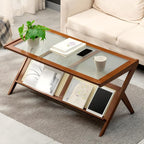 Boho-Inspired Rustic Brown Rattan Coffee Table – Mid Century Modern Style - Image 3