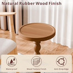 Solid Wood Drink Table, Rubber Wood‌ Small Round Side Table - Image 4