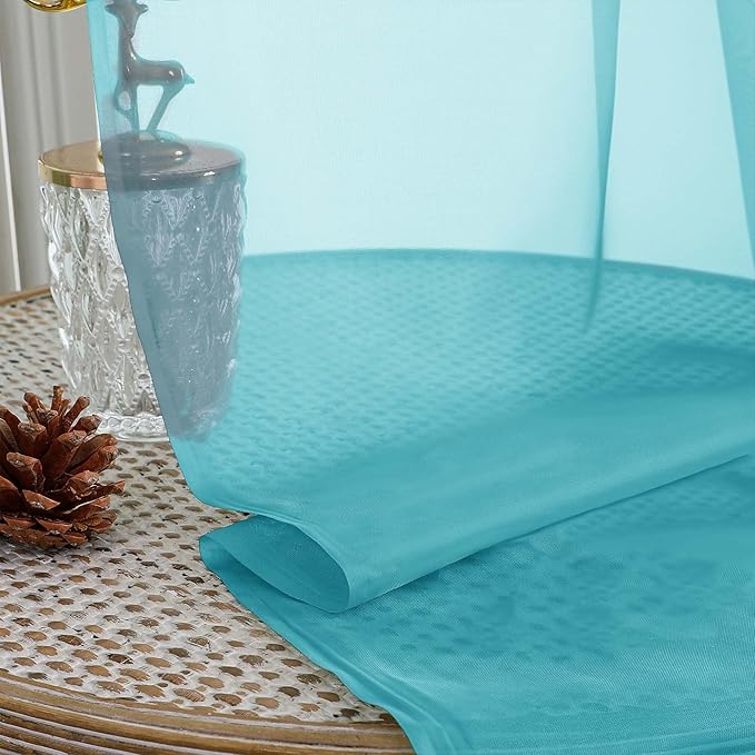 Turquoise Bedroom Curtains 2 Panel Sets 96 Inch Length, 59 Inch Extra Wide - Image 2