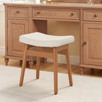 LUE BONA Solid Wood Vanity Bench Stool, 17.3" H Ergonomic Saddle Stool by LUEBONA