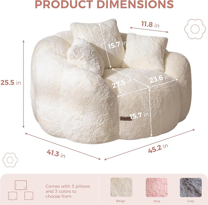 MAXYOYO Bean Bag Chair, Floral Shaped Bean Bag Sofa - Image 2