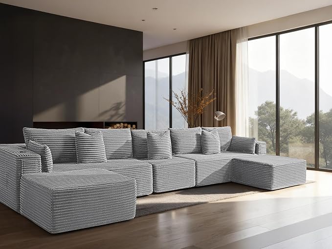 168" Cloud Sectional Couch, Comfort U Shaped Sofa by VYUXWO