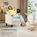 VINGLI Beige Accent Chairs for Living Room, Line Comfy Upholstered Chair Mid - Image 5