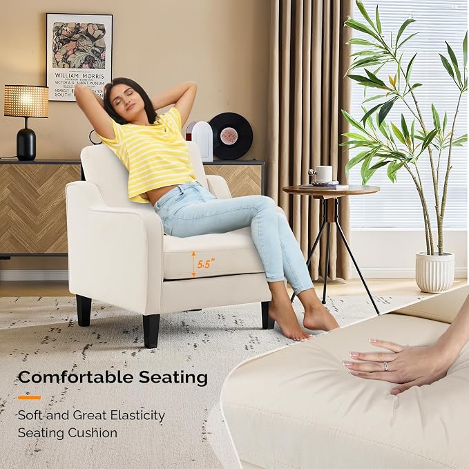 VINGLI Modern Accent Chairs Set of 2, Upholstered Sofa Chair Reading Chair - Image 7