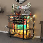 COSTWAY Wine Bar Cabinet, 3-Tier Liquor Cabinet - Image 7