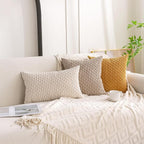 Set of 4 Beige Brown Coffee Decorative Throw Pillow Covers 12x20 Inch Corduroy - Image 3