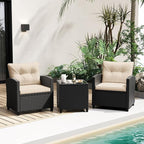 Tangkula 3 Piece Patio Furniture Set, Rattan Conversation Set w/Soft Seat & - Image 3