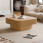 Square Coffee Table for Living Room, Fluted Drum Accent Tea Center Table - Image 3