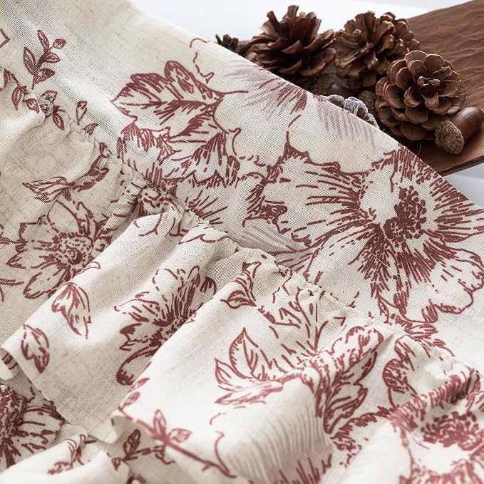 jinchan Ruffled Floral Valance Linen Shabby Chic Small Window Curtain 18 Inch - Image 6
