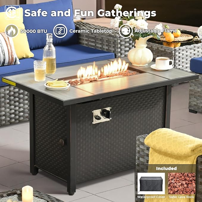 ovios 7 Pieces Patio Furniture Set, Outdoor Wicker Sectional Sofa - Image 6