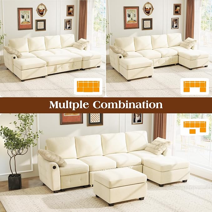 Ihanherry L-Shaped Sectional Sofa Bed, 6-Seater Convertible Pull Out Sleeper - Image 8