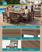 SERWALL Outdoor Dining Set for 8 – HDPE Patio Set - Image 2