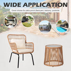 3 Piece Outdoor Wicker Furniture Bistro Set, Rattan Chairs Conversation Sets - Image 6