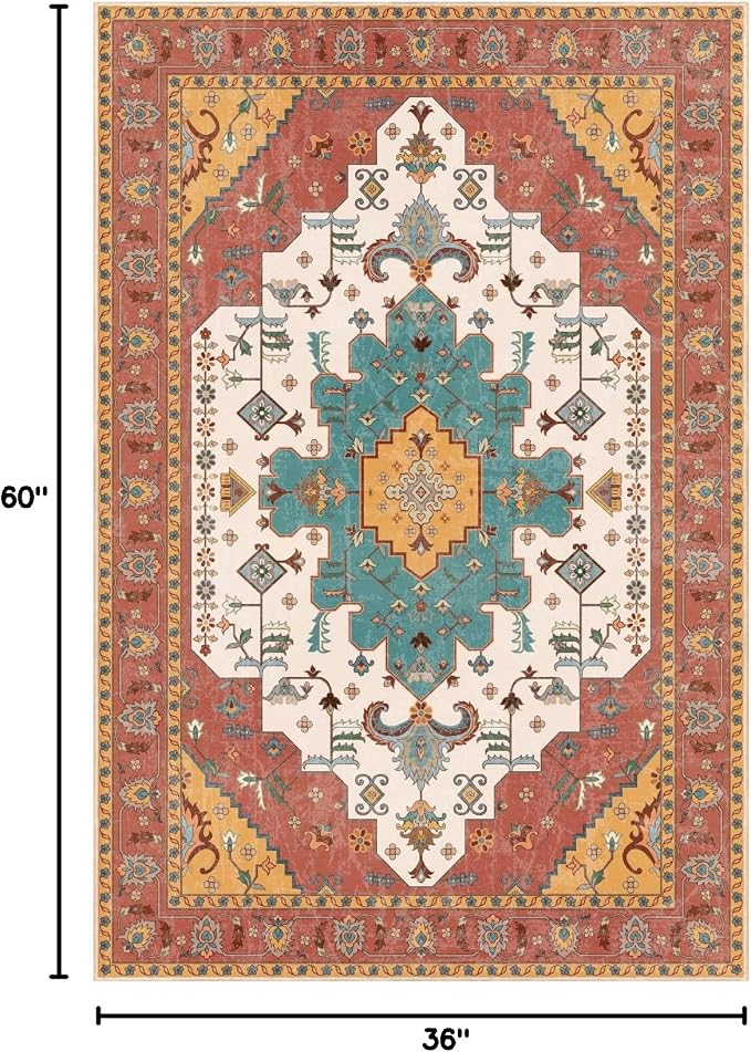 SERISSA 3x5 Washable Non Slip Boho Area Rug - Image 2