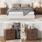 Fluted Nightstand with 3 Drawers, Tall Bed Side Table with Metal Handle - Image 4