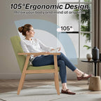 Modern Accent Chair with Arm Rest, Upholstered Linen Fabric Leisure Side Chair - Image 5