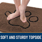 OLANLY Dog Door Mat for Muddy Paws 36x24, Paw Print Design Chenille Mud Mat | - Image 4