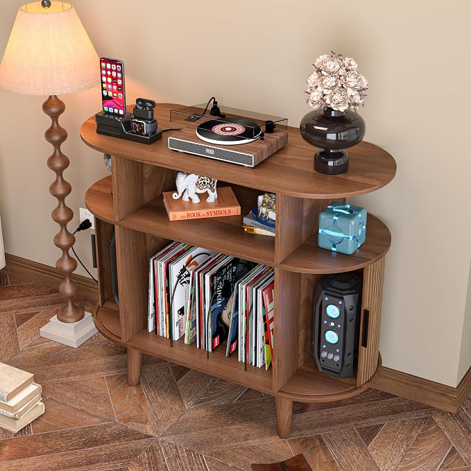 LUVIOHOME Large Round Record Player Stand - Image 6