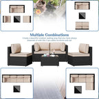 Patio Furniture Sets, 5 Piece Outdoor Sectional Sofas, Wicker Rattan Outdoor - Image 5