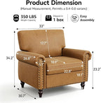 Nailhead Trim Accent Chairs Set of 2, Faux Leahter Mid Century Modern Living - Image 2