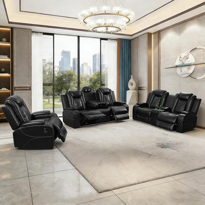 3-Piece Leather Power Recliner Sofa Set by ELDANISPOWERRECLINERSOFA