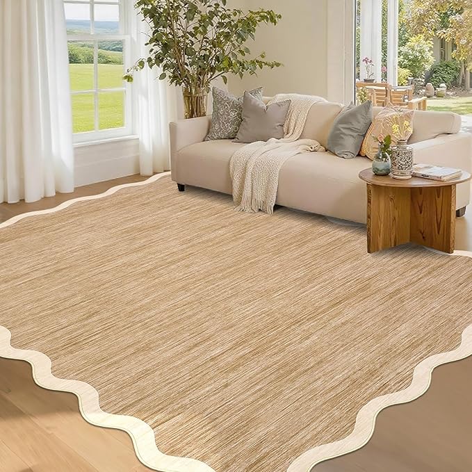 GarveeHome Scalloped Washable Area Rug 4x6 Small Entryway Rug Non Slip | Modern by GarveeHome