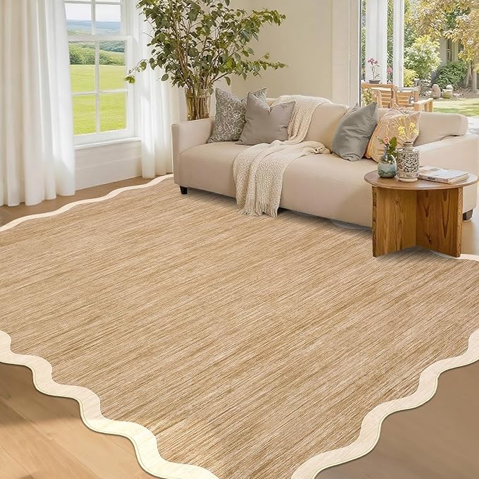 GarveeHome Scalloped Living Room Rug 5x7 Area Rug Washable Non Slip | Area Rug by GarveeHome