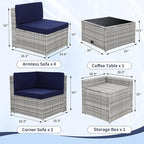 KROFEM 8-Piece Patio Furniture Set, Outdoor Wicker Rattan Sectional - Image 6