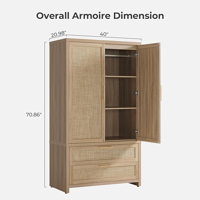 SICOTAS Larger Armoire Wardrobe Closet, Boho Armoire Clothes Organizer - Image 2