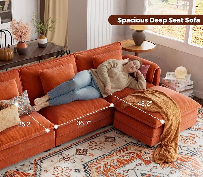 ELUCHANG Oversized 153" Modular Sectional Sofa, Comfy Deep Seat Cloud Couch - Image 5