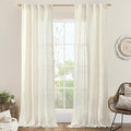 84 Inch Length Natural Semi Sheer Linen Curtains 2 Panels by LAMIT