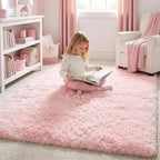 Amdrebio Light Pink Fluffy Fuzzy Area Rug 4x6 - Image 5