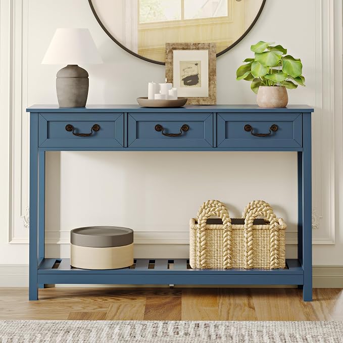 ChooChoo Console Table with 3 Drawers, Rustic Entryway Table, Narrow Long Sofa - Image 3