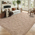 Noahas 4'x5'3'' Beige Fluffy Soft Area Rug Non-Slip by ModernHomeDecor