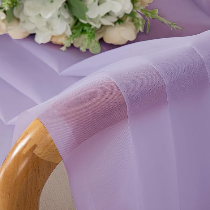 Light Purple Sheer Curtains 90 Inches Long 2 Panels Set - Image 3