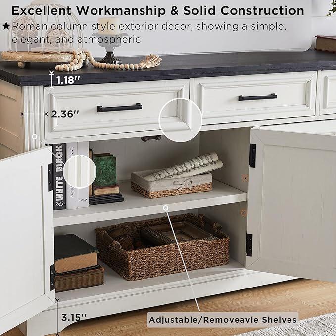 JXQTLINGMU 66" Farmhouse Buffet Cabinet - Image 5