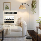 Oneach Boho Rattan Floor Lamp for Living Room, Farmhouse Standing Lamp - Image 5