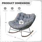 Grand patio Outdoor Rocking Chair, Oversized Papasan Rocking Chair - Image 2