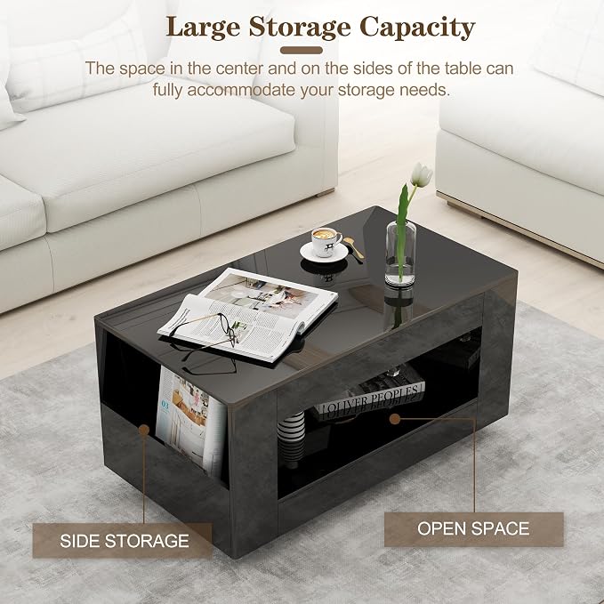 35" High Gloss Wood Coffee Table - Image 3