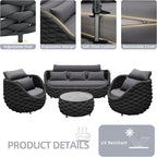 TWT Outdoor Patio Furniture Set, 5 Pieces Aluminum Sectional Sofa, Metal Patio - Image 4