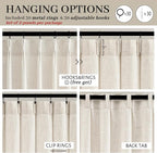 100 Inch Extra Wide Curtains 90 Inch Long Cream Sheer Linen Drapes - Image 4