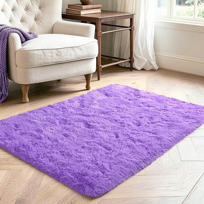 3x5 Purple Fluffy Soft Area Rug Non-Slip - Image 3
