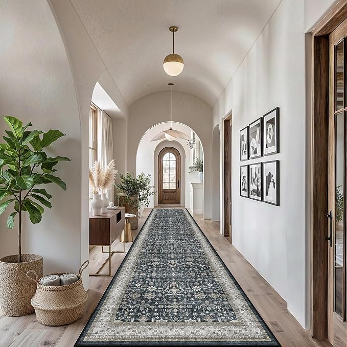 Floral Hallway Runner Rug 2x10 for Kitchen Bathroom | Non Slip;Machine - Image 3