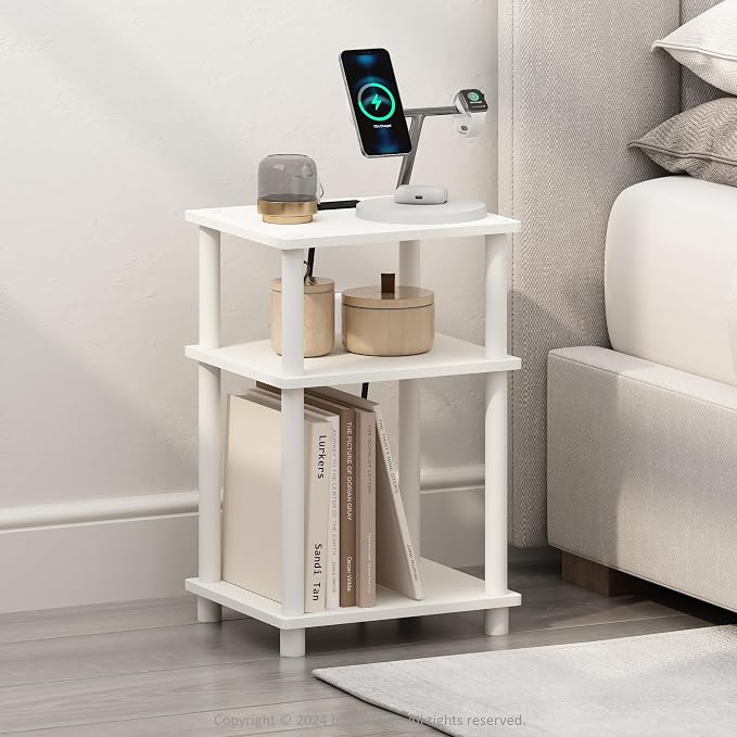 Furinno JUST Night Stand, 3-Tier Turn-N-Tube Nightstand - Image 2