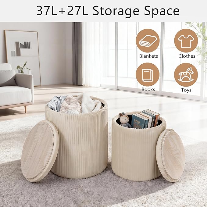 CAROLMADE Set of 2 Round Ottoman - Image 4