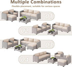 LOUVIXA 7 Piece Outdoor Patio Furniture Set, Rattan Chairs Glass Table Wicker - Image 4