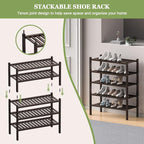ROMGUAR CRAFT 2 Tier Bamboo Shoe Rack - Image 5