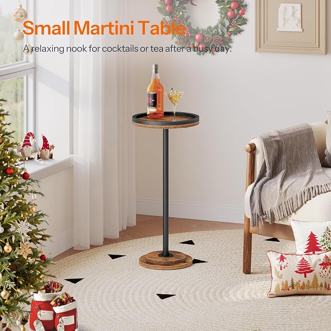 HOOBRO Small Round Side Table, Drink Table, Coffee Martini Table - Image 6
